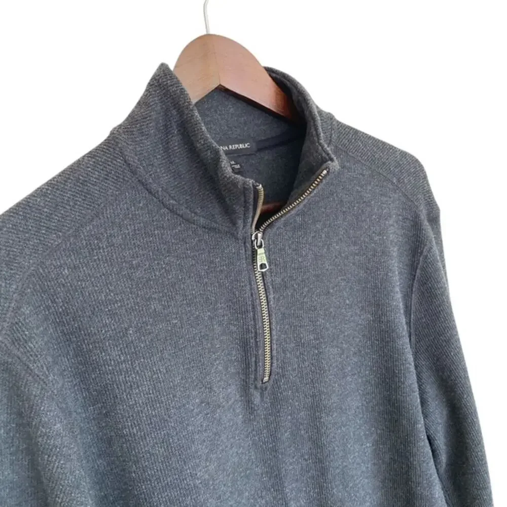Banana Republic Dark Gray Mock Neck 1/4 zip Pullover - Medium